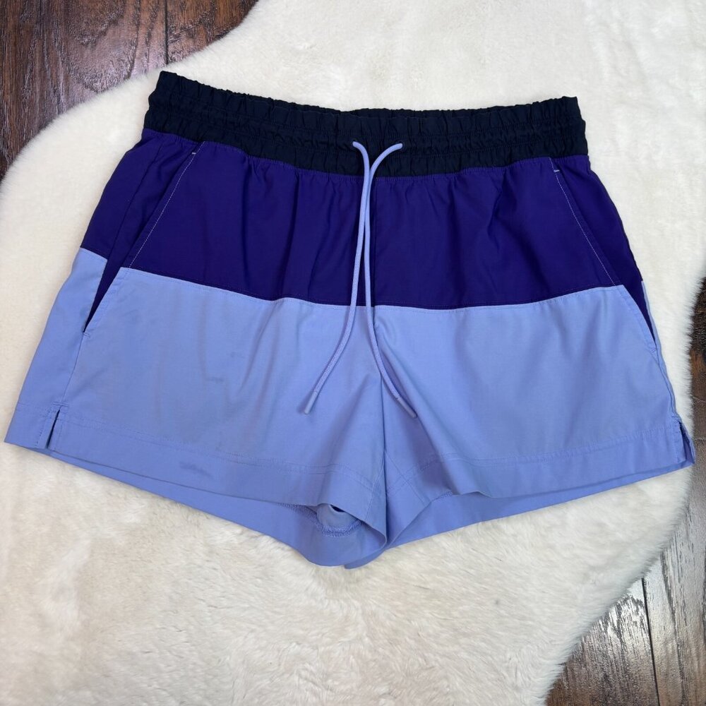 Athleta Oahu Colorblock Shorts 8 Purple Drawstring Running Athletic Women's